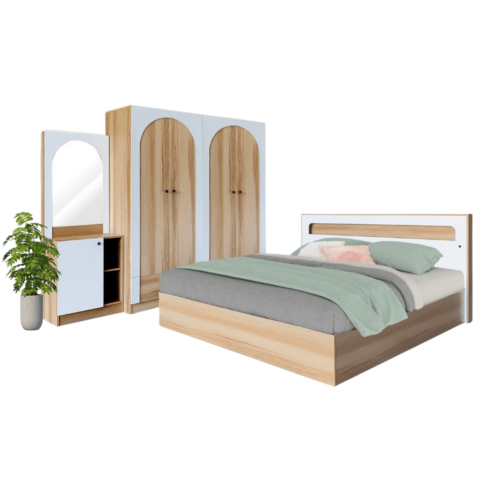 ชุดห้องนอน + ที่นอน PVC 6 ฟุต WISDOM DESIGN FURNITURE รุ่น ARISTA 7 สี แอช/ขาว_0